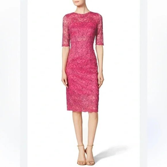 Monique Lhuillier Dresses & Skirts - ML MONIQUE LHUILLIER dress shift sheath lace party cocktail formal pink 10